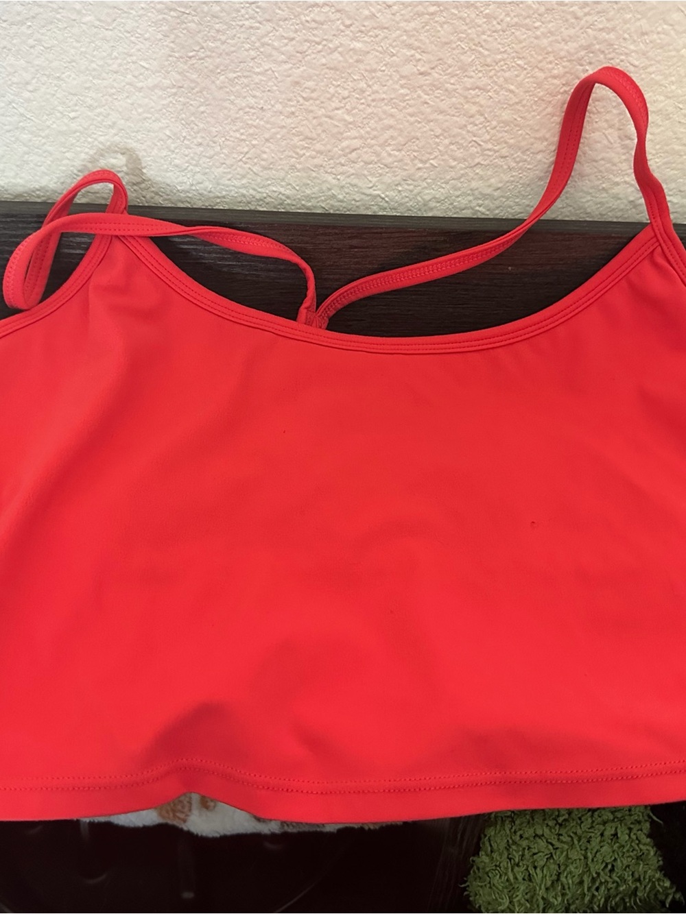Red Stretch Sports Crop Bra with Slim Straps
